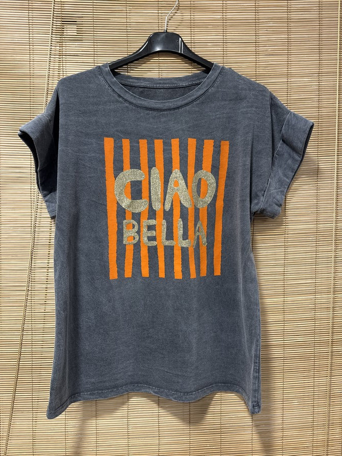 T-shirt anthracite CIAO BELLA orange