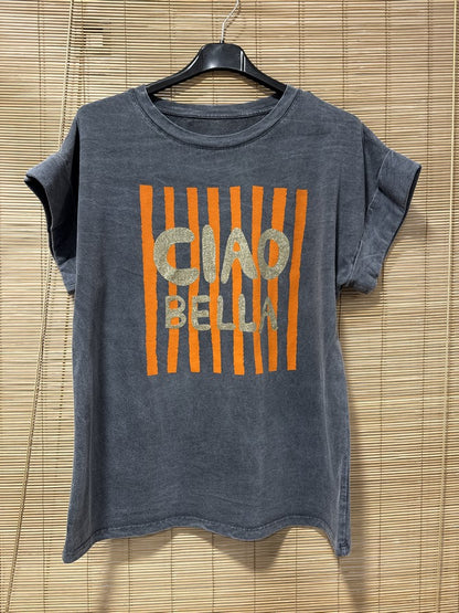 T-shirt anthracite CIAO BELLA orange