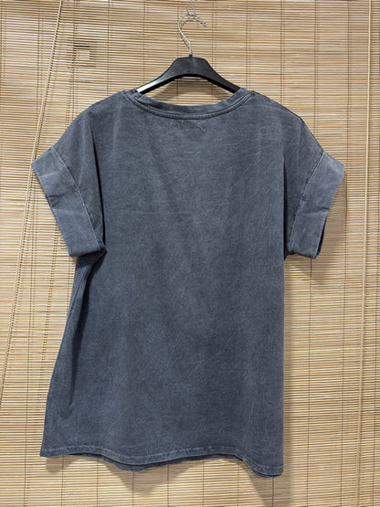 T-shirt anthracite CIAO BELLA rayé rouge
