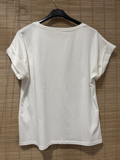 T-shirt blanc CIAO BELLA rouge