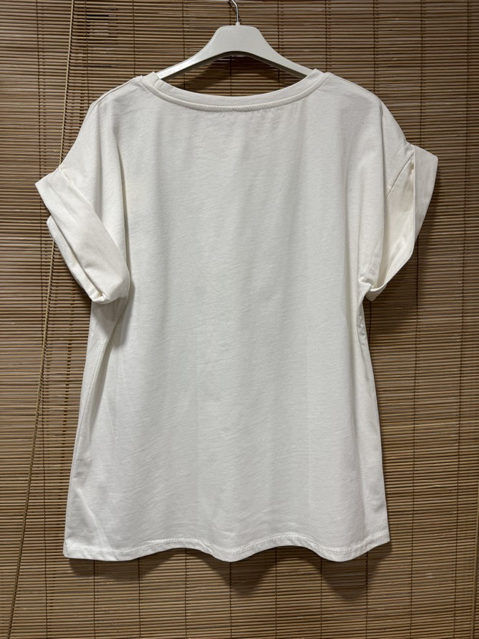 T-shirt blanc CIAO BELLA vert gazon