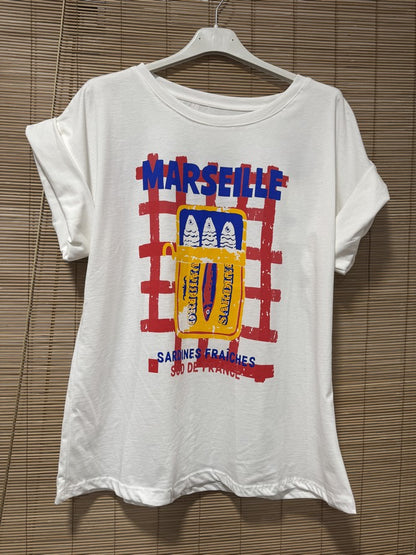 T-shirt blanc MARSEILLE Sardines