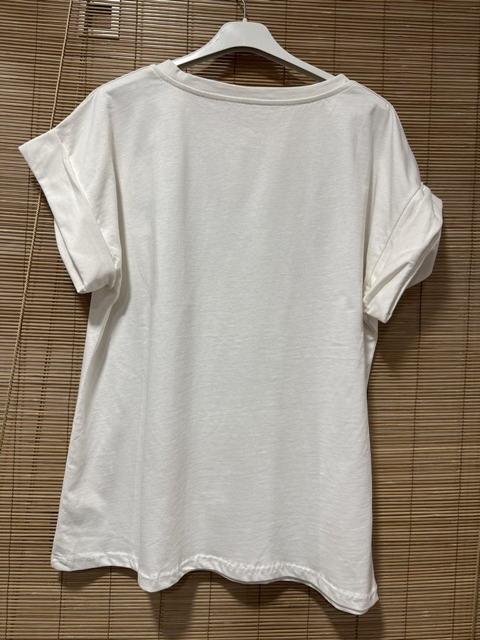 T-shirt blanc CIAO BELLA beige