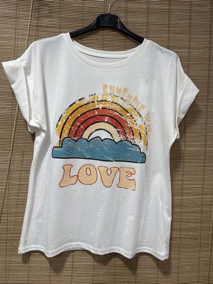 T-shirt blanc LOVE Arc en Ciel