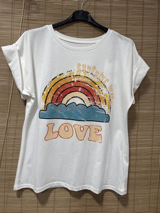 T-shirt blanc LOVE Arc en Ciel