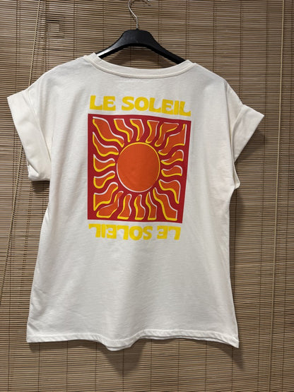 T-shirt blanc LE SOLEIL rouge/jaune
