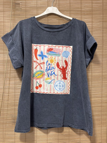 T-shirt anthracite DOLCE VITA homard