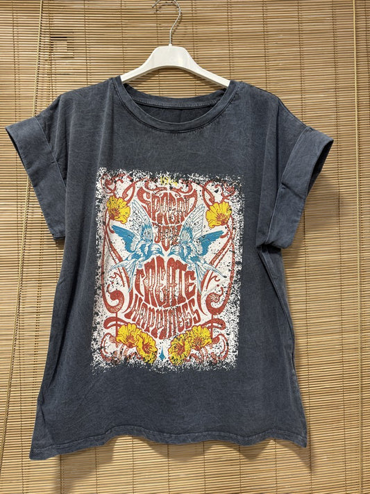 T-shirt anthracite Hirondelles