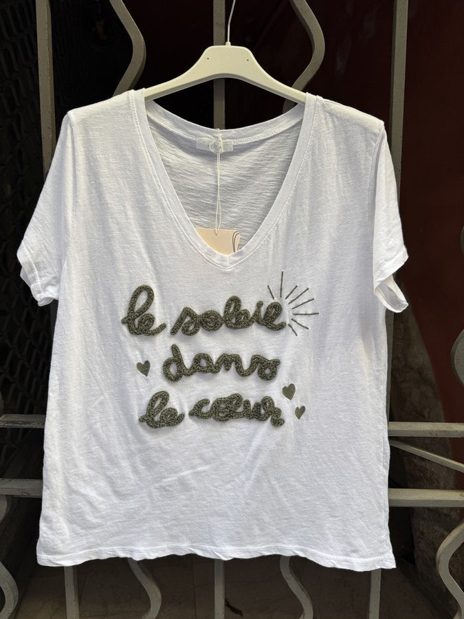 T-shirt Le soleil dans le Coeur kaki