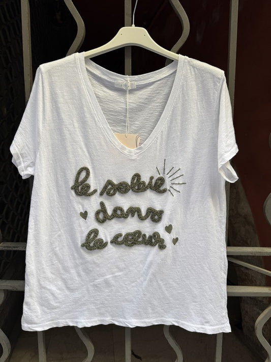 T-shirt Le soleil dans le Coeur kaki