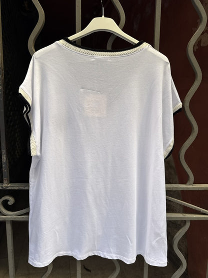 T-shirt Coeur poitrine bleu marine