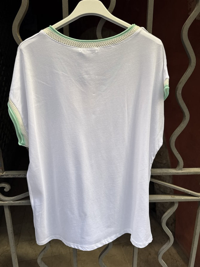 T-shirt Coeur poitrine menthe