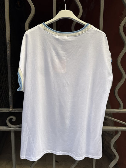T-shirt Coeur poitrine bleu ciel