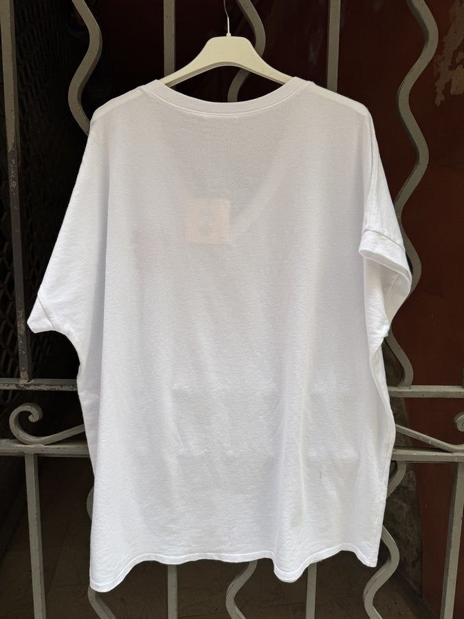 T-shirt col V LOVE blanc