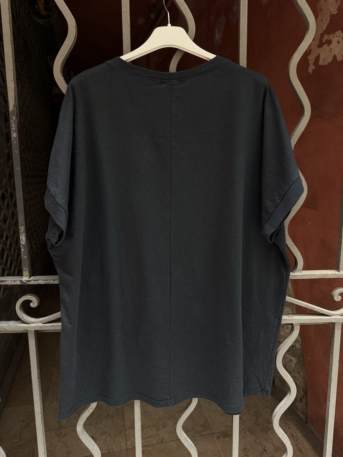 T-shirt col V LOVE noir