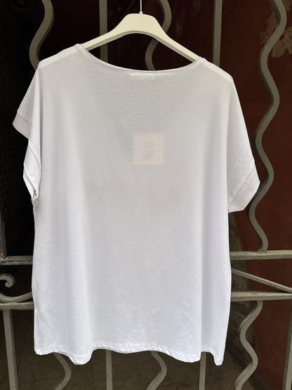 T-shirt blanc POISSON beige