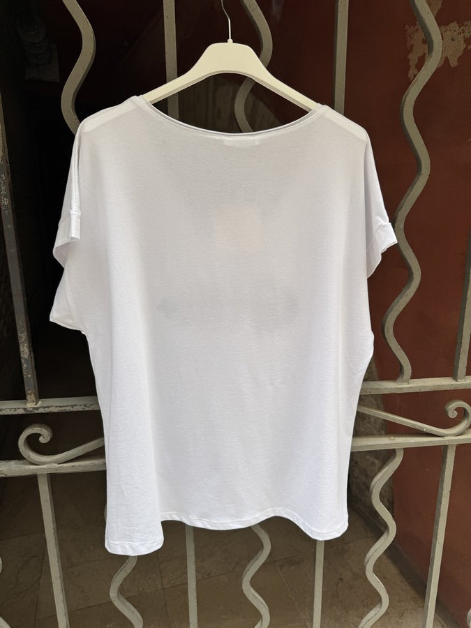 T-shirt blanc POISSON bleu marine