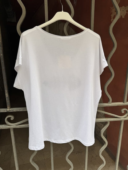 T-shirt blanc POISSON bleu marine