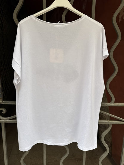 T-shirt blanc POISSON noir