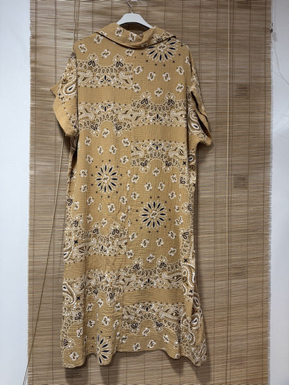 Robe gaze de coton bandana camel