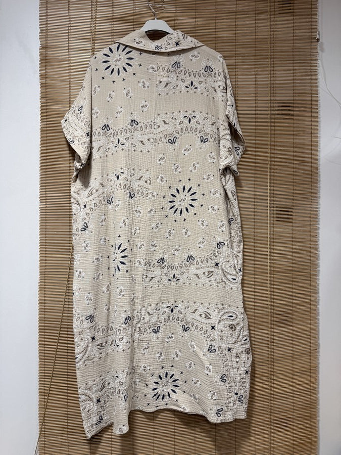 Robe gaze de coton bandana beige