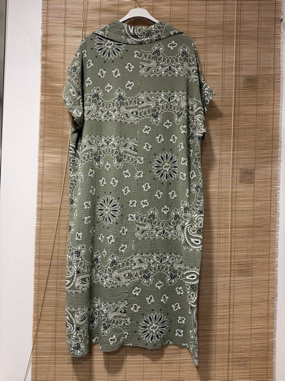 Robe gaze de coton bandana kaki