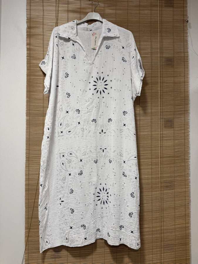 Robe gaze de coton bandana blanche