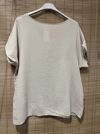 Blouse gaze de coton POISSON sable