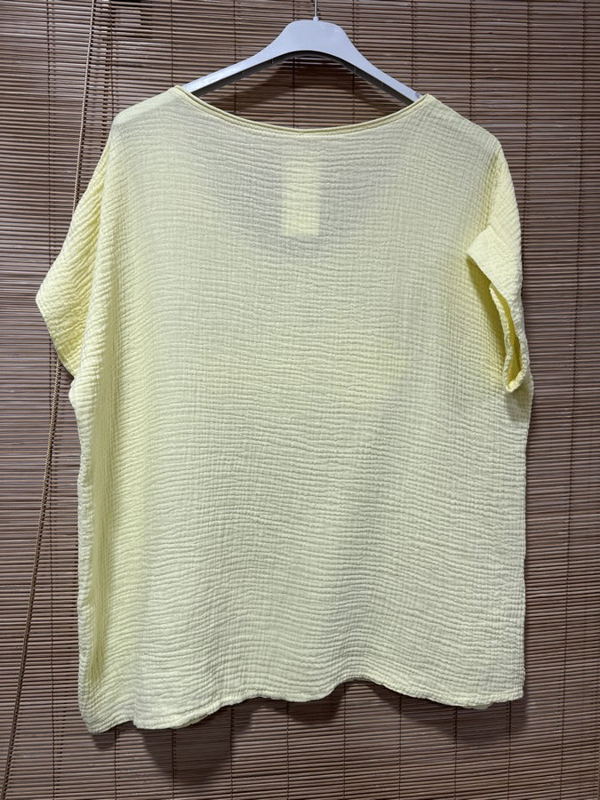 Blouse gaze de coton POISSON jaune