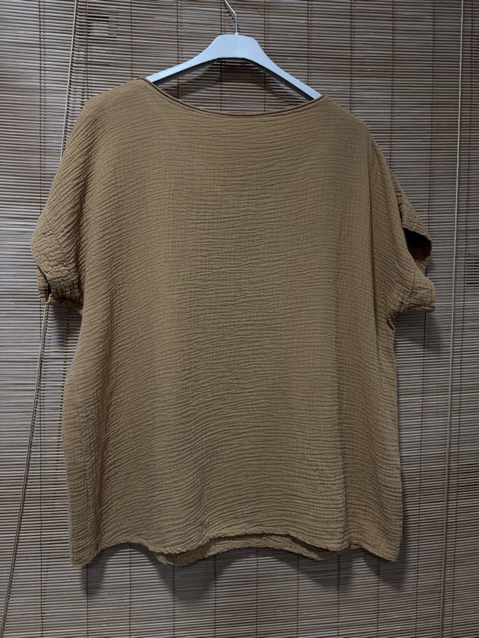 Blouse gaze de coton POISSON camel