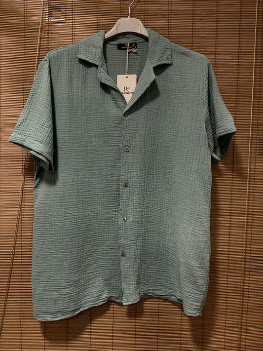 Chemise gaze de coton AARON vert d'eau