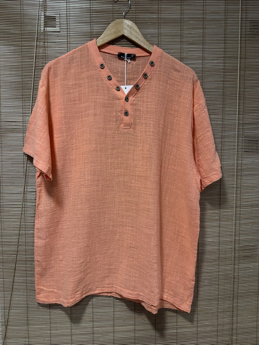 T-shirt col boutons ELIO orange