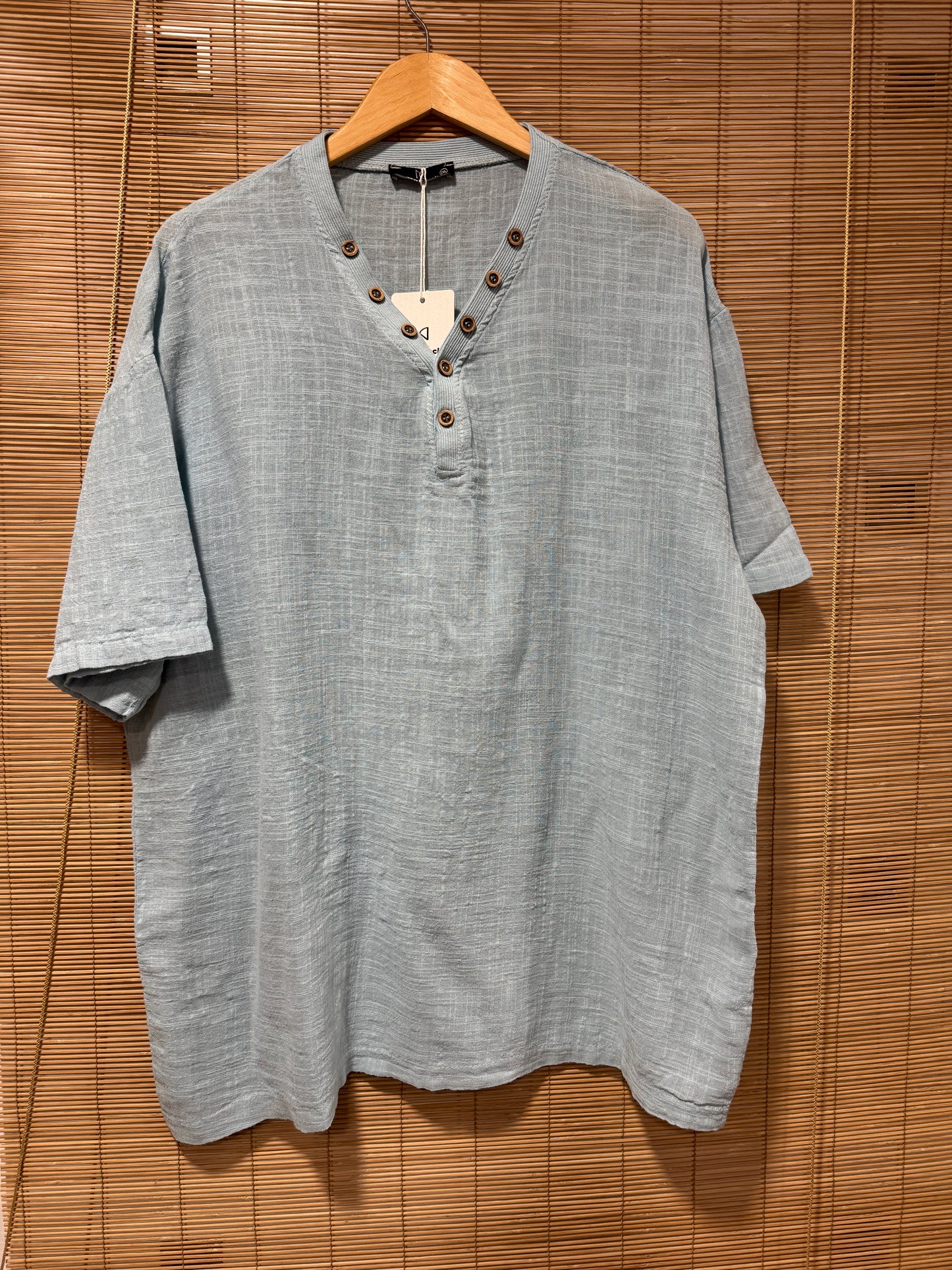 T-shirt col boutons ELIO bleu gris