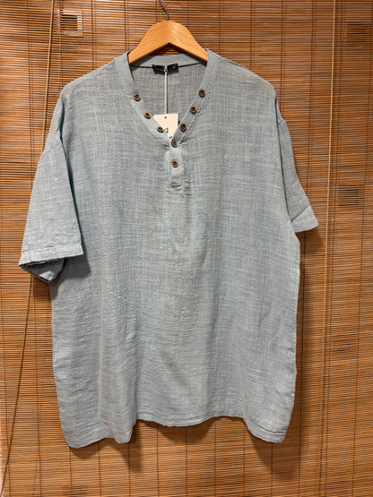 T-shirt col boutons ELIO bleu gris
