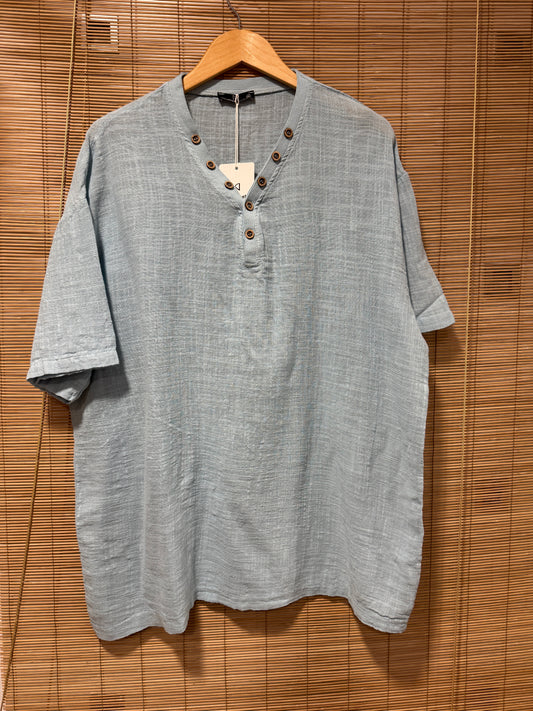 T-shirt col boutons ELIO bleu gris
