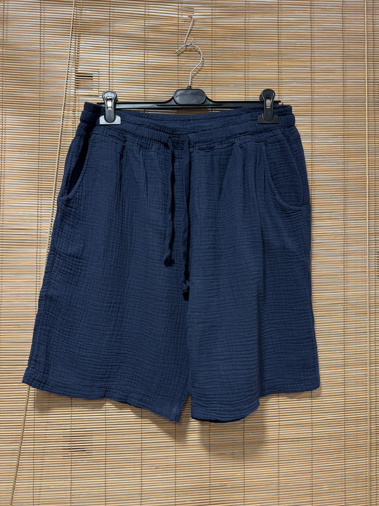 Short gaze de coton AARON bleu marine