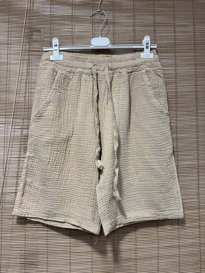 Short gaze de coton AARON camel