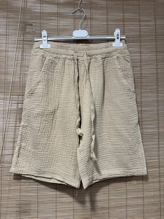 Short gaze de coton AARON camel