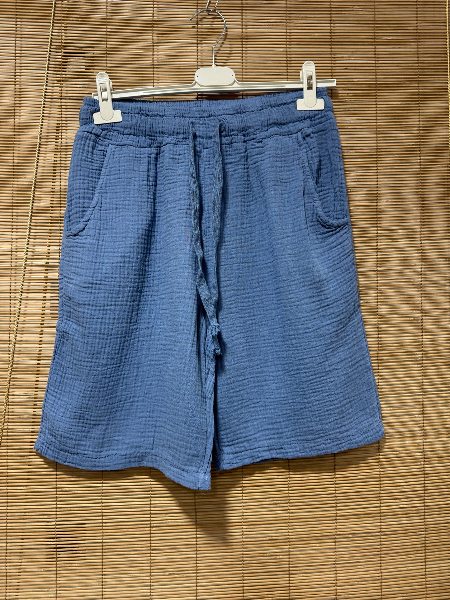 Short gaze de coton AARON bleu jean