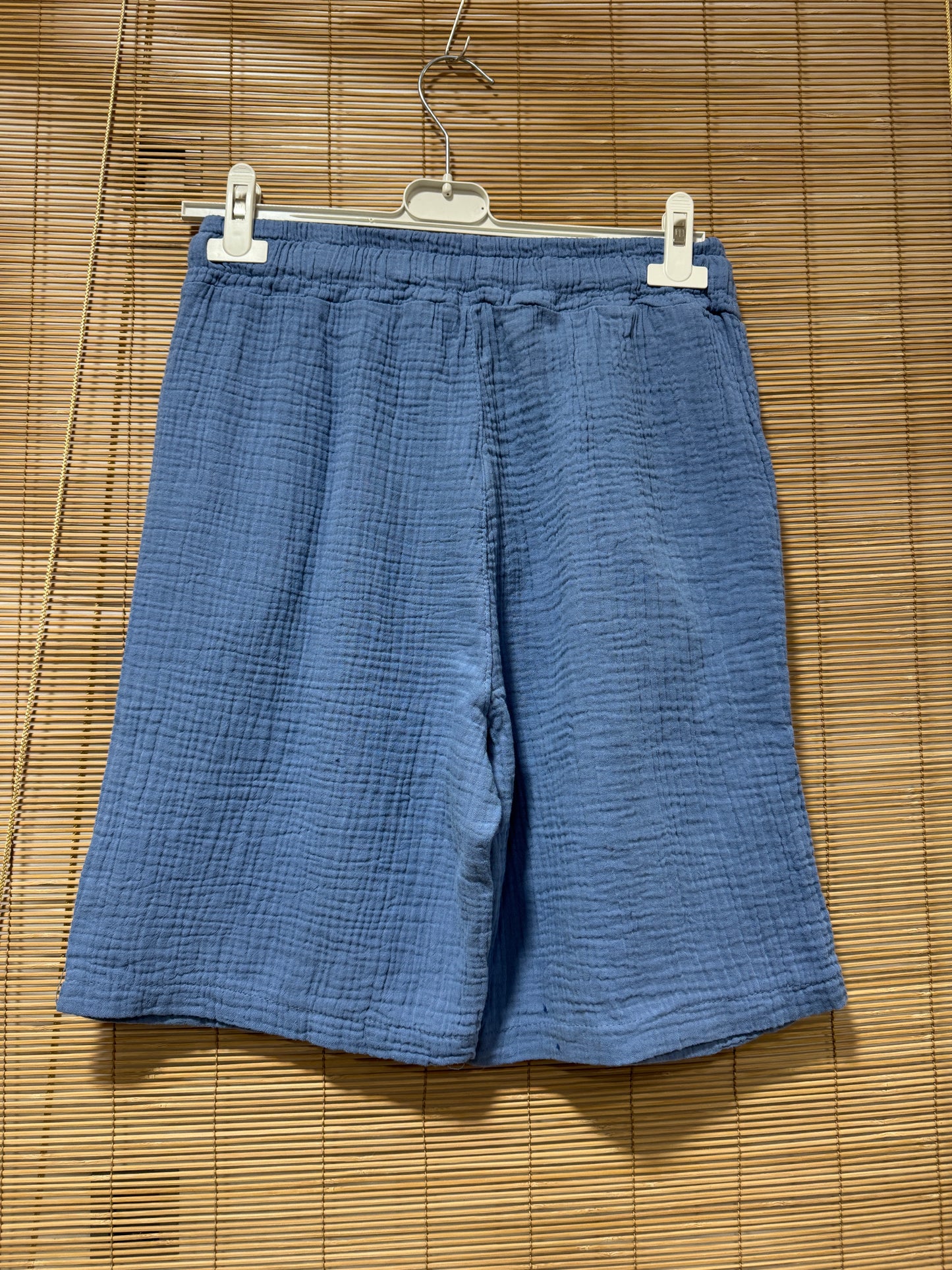 Short gaze de coton AARON bleu jean