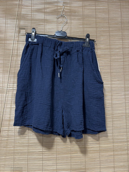 Short en gaze de coton bleu marine