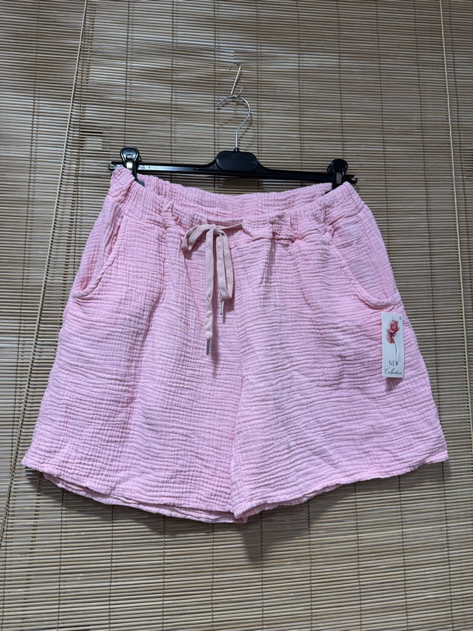 Short en gaze de coton rose