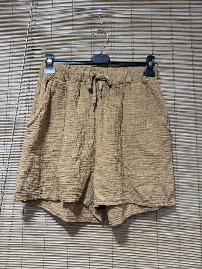 Short en gaze de coton camel