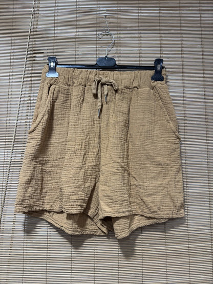 Short en gaze de coton camel