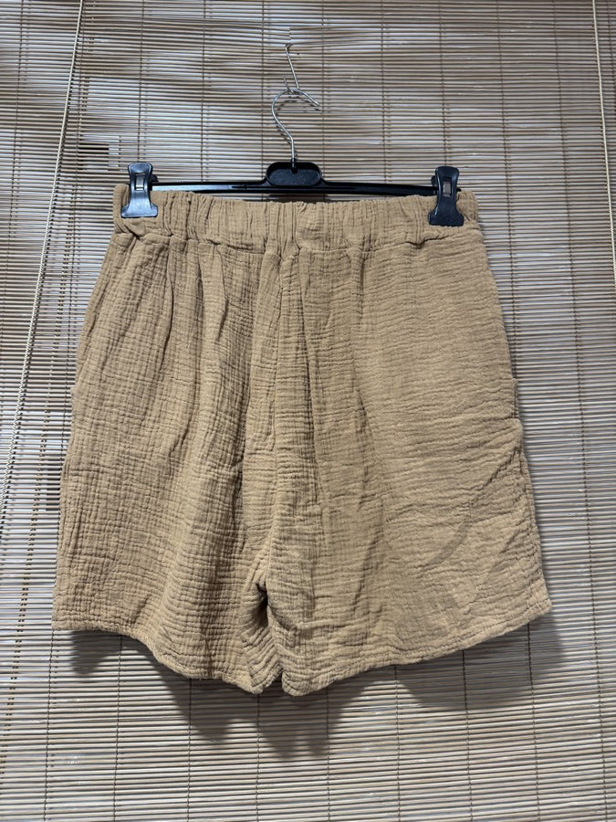 Short en gaze de coton camel