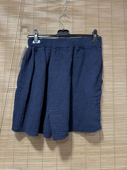 Short en gaze de coton bleu marine