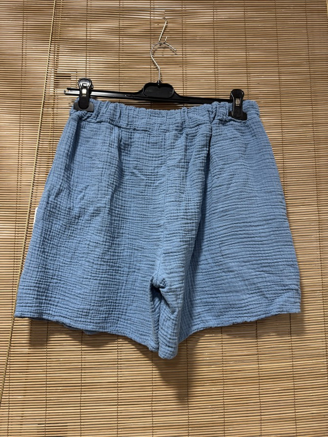 Short en gaze de coton bleu jean