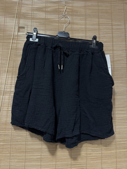 Short en gaze de coton noir