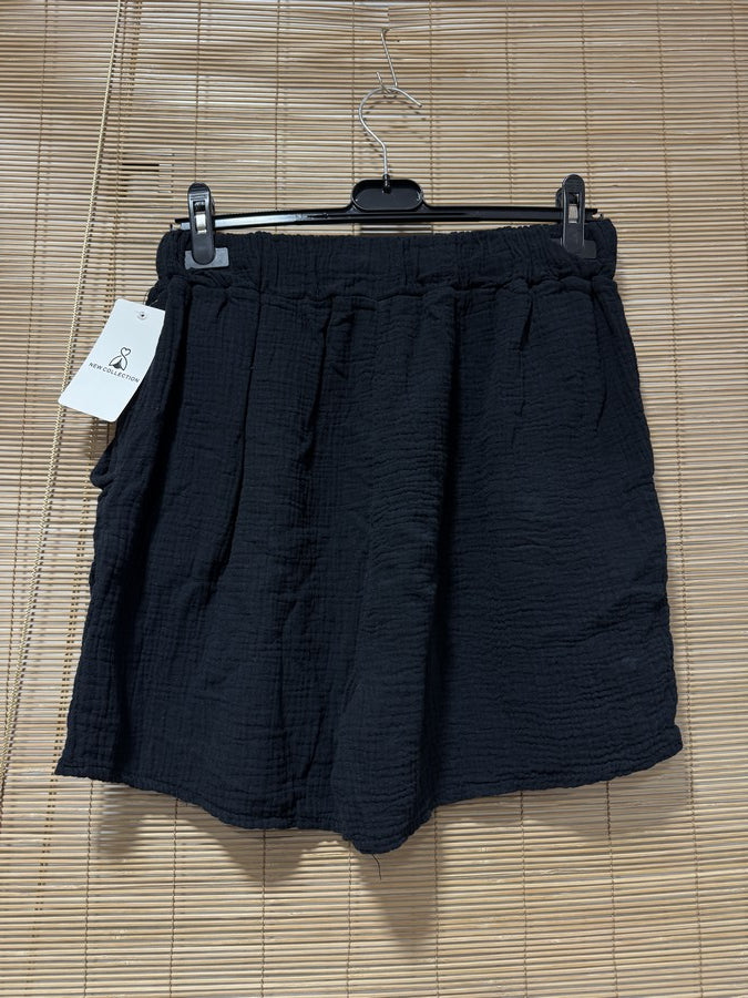 Short en gaze de coton noir