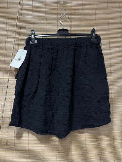 Short en gaze de coton noir